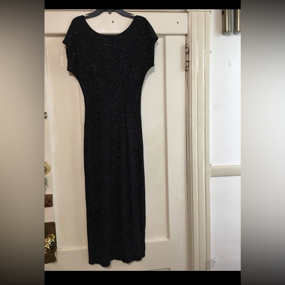Vintage Susan Roselli for Vijack black rhinestone maxi dress size 4